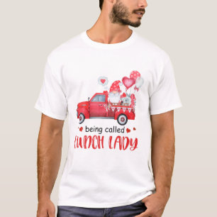 Gnome Vintage Truck Love Being Lunch Lady Valentin T-Shirt