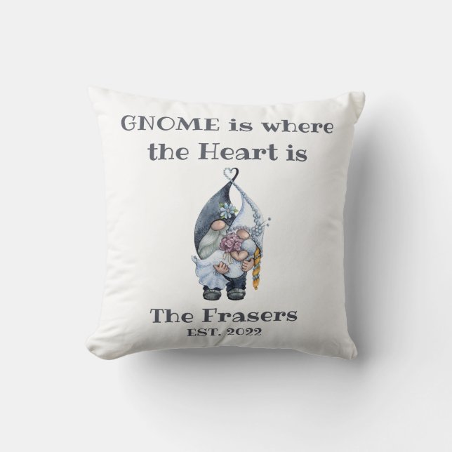 Gnome Wedding Throw Pillow (Front)