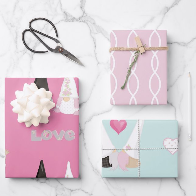 Gnome wedding wrapping paper sheet (Front)