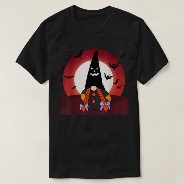 Gnome Witch Halloween Costume Pumpkin Autumn Fall  T-Shirt (Design Front)