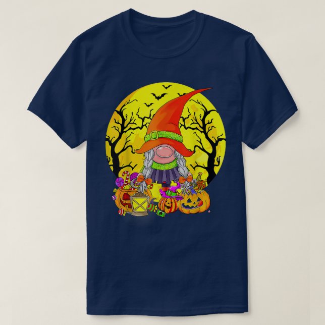 Gnome Witch Halloween Costume Pumpkin Autumn Fall  T-Shirt (Design Front)