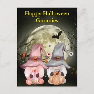 Gnome Witches Full Moon Happy Halloween Postcard