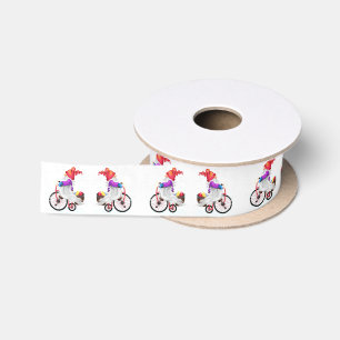 Gnome with Bike and Gifts Christmas Satin Ribbon