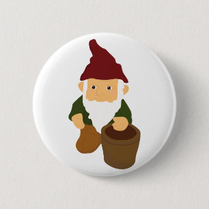 Gnome with Bucket 6 Cm Round Badge