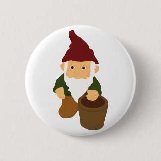 Gnome with Bucket 6 Cm Round Badge