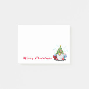 Gnome with Christmas Gift Post it Notes Funny