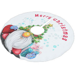 Gnome with Gift Christmas Tree Skirt