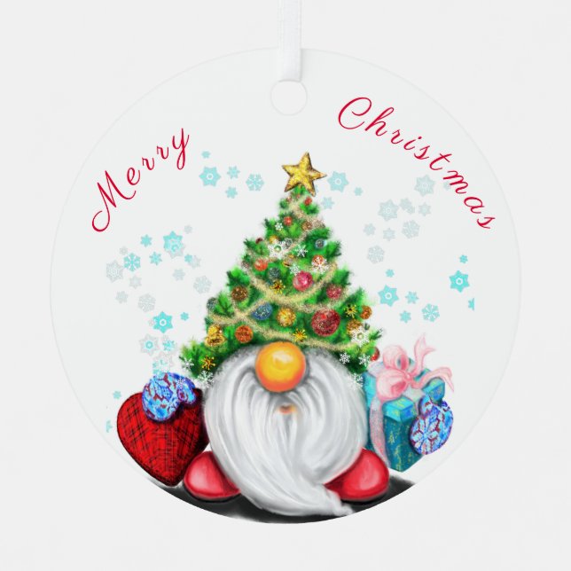 Gnome with Gifts Christmas Tree Ornaments (Front)