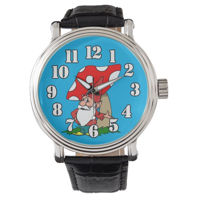 Gnome with Red and White Mushroom Watch (Front)