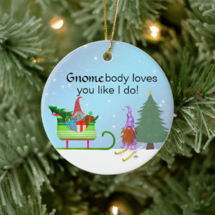 GnomeBody Loves You Like I Do Ceramic Tree Decoration