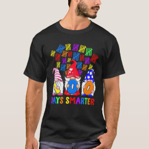 Gnomes 100 Day Smarter Tally Mark Cute Gnomies Adu T-Shirt