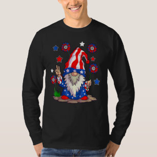 Gnomes 4th Of July Women Gnome Girls American Fla T-Shirt