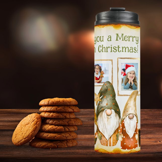 Gnomes 5 Photo Collage Paste Colours Christmas Thermal Tumbler (Creator Uploaded)