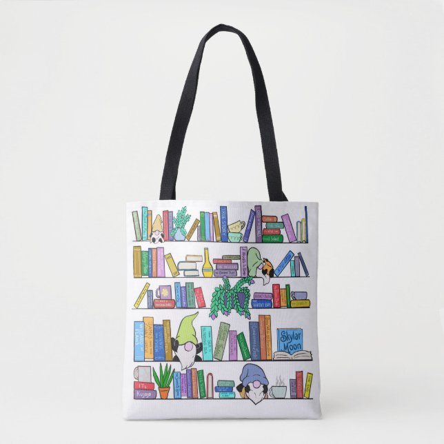 Gnomes and Book Lover Tote Bag (Front)
