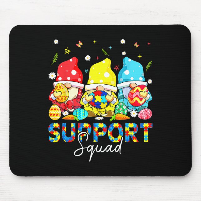Gnomes Autism Awareness Shirts Support Squad Easte Mouse Pad (Front)