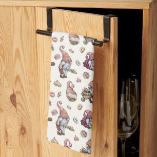Gnomes Baking, Cupcakes, Doughnuts, Cute, Adorable Tea Towel