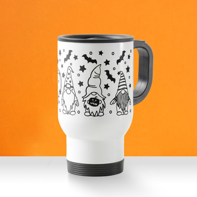 Gnomes Bats Bumkins Halloween Illustration Travel Mug (Creator Uploaded)