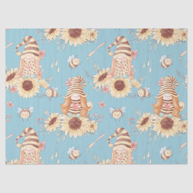 Gnomes, Bees and Sunflowers Tissue Paper (Front)