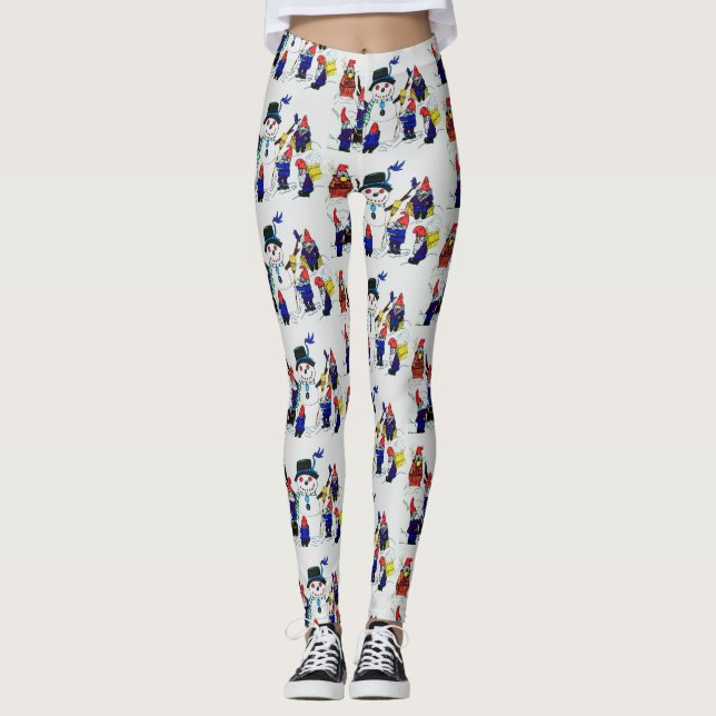 GNOMES BUILD SNOWMAN  LEGGINGS (Front)