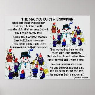 GNOMES BUILD SNOWMAN POSTER