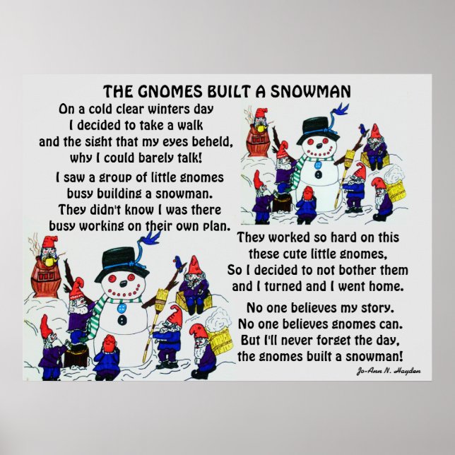 GNOMES BUILD SNOWMAN   POSTER (Front)
