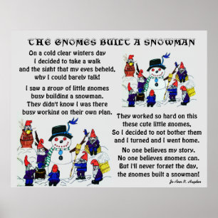GNOMES BUILD SNOWMAN POSTER
