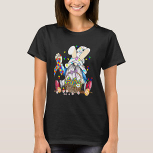Gnomes Bunny Eggs Puzzle Ribbon Autism Awareness E T-Shirt