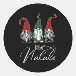 Gnomes Buon Natale Italian Merry Classic Round Sticker