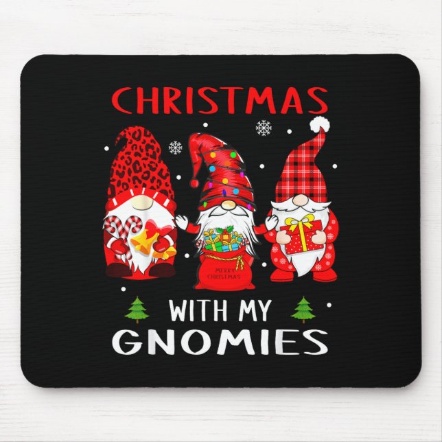 Gnomes Christmas Family Leopard Funny Plaid Men Wo Mouse Pad (Front)