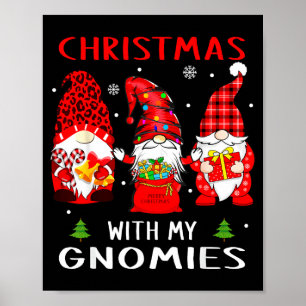 Gnomes Christmas Family Leopard Funny Plaid Men Wo Poster