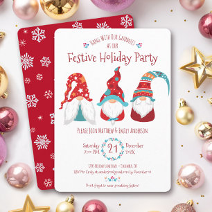 Gnomes Christmas Holiday Party Cute Fun Festive Invitation