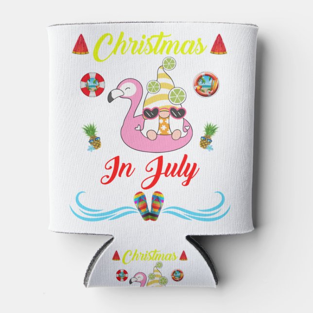 Gnomes Christmas In July Can Cooler (Front)