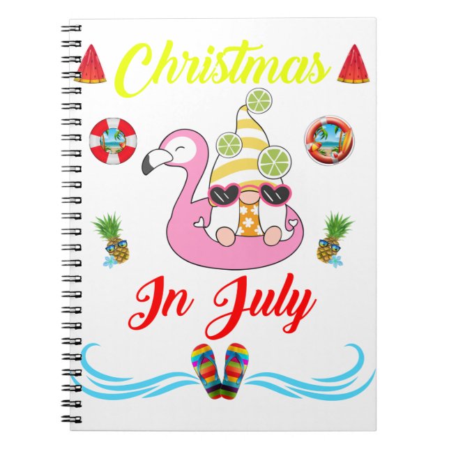 Gnomes Christmas In July Notebook (Front)