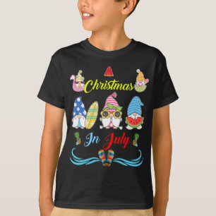 Gnomes Christmas In July Summer Funny T-Shirt