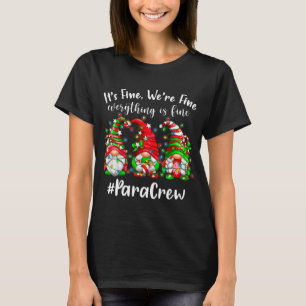 Gnomes Christmas Light I'm Fine Everything Is Fine T-Shirt
