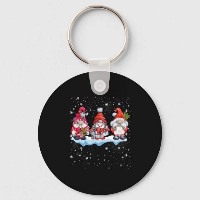 Gnomes Christmas Nurse Phlebotomy Key Ring (Front)