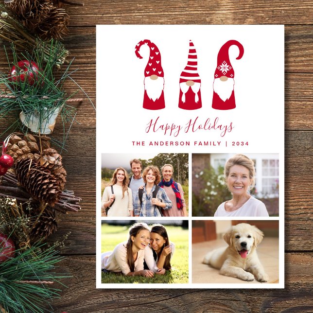 Gnomes Christmas Photo Holiday Card (Share the love and warmth of the season with your personalized photo Christmas card)