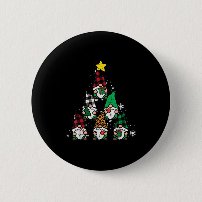 Gnomes Christmas Tree Funny Xmas Holidays Men Wome 6 Cm Round Badge (Front)