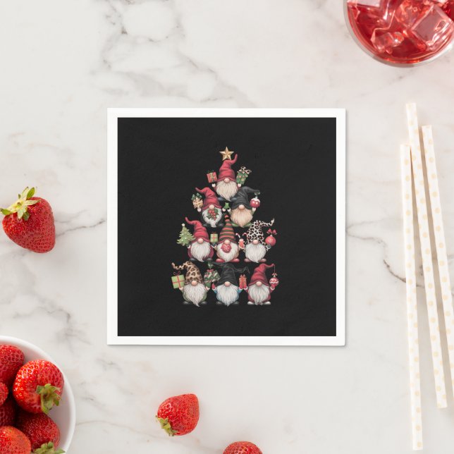 Gnomes Christmas Tree Funny Xmas Holidays Napkin (Insitu)