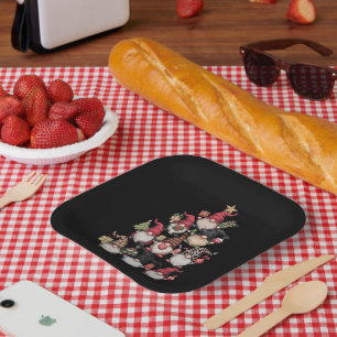 Gnomes Christmas Tree Funny Xmas Holidays Paper Plate