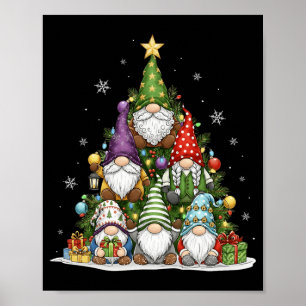 Gnomes Christmas Tree Lights Funny Xmas Holiday Bo Poster
