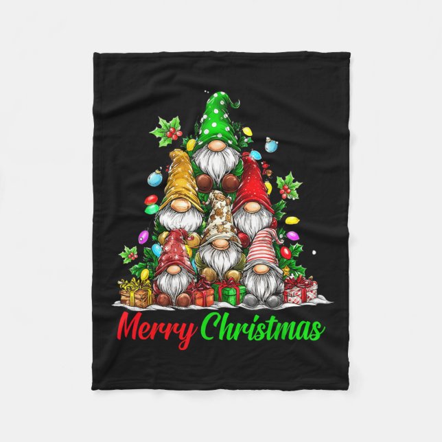 Gnomes Christmas Tree Pajamas Funny Gnome Holiday  Fleece Blanket (Front)