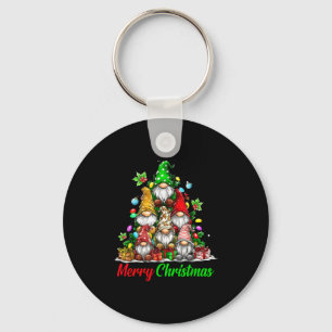 Gnomes Christmas Tree Pajamas Funny Gnome Holiday Key Ring