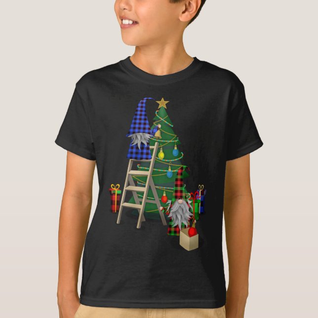 Gnomes Decorating Christmas Tree Cute Gnomes T-Shirt (Front)