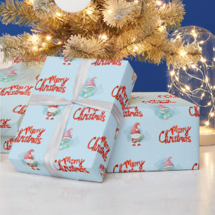 Gnomes, Deer and Snowmen in Snowflakes Wrapping Paper