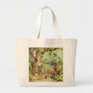 Gnomes, Elves and Fairies in the Magical Forest Large Tote Bag