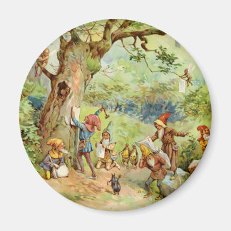 Gnomes, Elves and Fairies in the Magical Forest Magnet