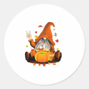 Gnomes Fall Autumn Cute Halloween Thanksgiving Lon Classic Round Sticker