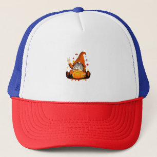 Gnomes Fall Autumn Cute Halloween Thanksgiving Lon Trucker Hat