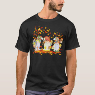 Gnomes Fall Autumn Flowers Cute Halloween Thanksgi T-Shirt